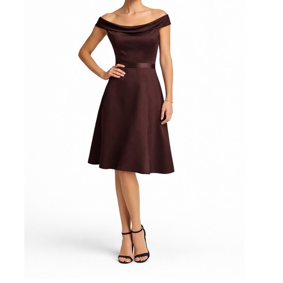 Aria Dresses & Skirts - Aria Off Shoulder Satin T-Length Cocktail Dress